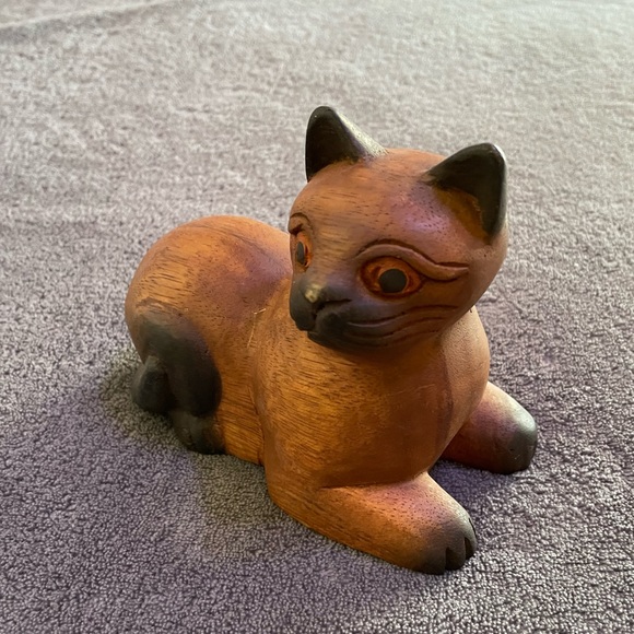 Vintage Accents Vintage Carved Wooden Cat Figurine Poshmark